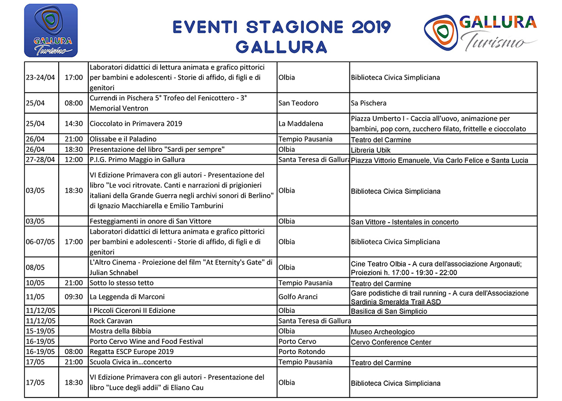 Eventi in Gallura 2019